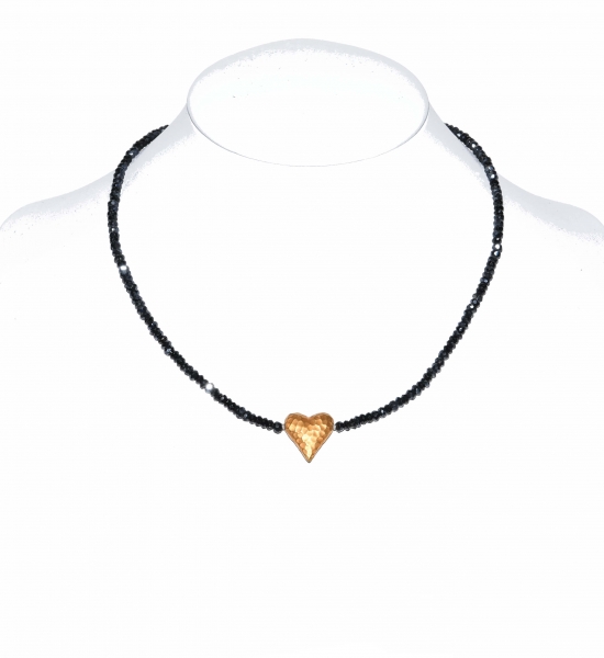 Spinellkette mit vergoldetem Herz